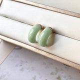 A-Grade Natural Green Jadeite Cloop Earring Studs No.180800