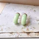 A-Grade Natural Green Jadeite Cloop Earring Studs No.180800