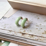 A-Grade Natural Green Jadeite Cloop Earring Studs No.180800