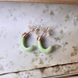 A-Grade Natural Green Jadeite Cloop Earring Studs No.180800