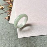 17mm A-Grade Natural Floral Green Jadeite Abacus Ring Band No.162385