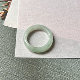 17mm A-Grade Natural Floral Green Jadeite Abacus Ring Band No.162385