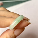 17mm A-Grade Natural Floral Green Jadeite Abacus Ring Band No.162385