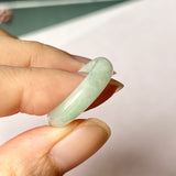 17mm A-Grade Natural Floral Green Jadeite Abacus Ring Band No.162385