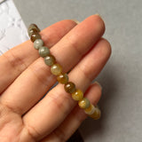 6.1mm A-Grade Natural Warm Tone Jadeite Bead Bracelet No.190429