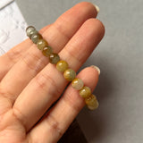 6.1mm A-Grade Natural Warm Tone Jadeite Bead Bracelet No.190429