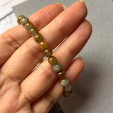 6.1mm A-Grade Natural Warm Tone Jadeite Bead Bracelet No.190429