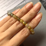 6.1mm A-Grade Natural Warm Tone Jadeite Bead Bracelet No.190429