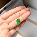 Icy A-Grade Imperial Green Jadeite Bespoke Leaf Pendant No.171810