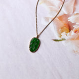 SOLD OUT: Icy A-Grade Imperial Green Jadeite Bespoke Leaf Pendant No.171813