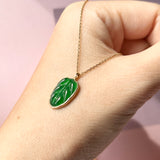 SOLD OUT: Icy A-Grade Imperial Green Jadeite Bespoke Leaf Pendant No.171813