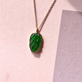 Icy A-Grade Imperial Green Jadeite Bespoke Leaf Pendant No.171814