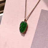 Icy A-Grade Imperial Green Jadeite Bespoke Leaf Pendant No.171814