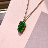 Icy A-Grade Imperial Green Jadeite Bespoke Leaf Pendant No.171814