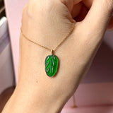 Icy A-Grade Imperial Green Jadeite Bespoke Leaf Pendant No.171814