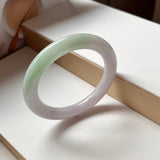 56.3mm A-Grade Natural Lavender Green Jadeite Traditional Round Bangle No.151998