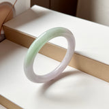 56.3mm A-Grade Natural Lavender Green Jadeite Traditional Round Bangle No.151998