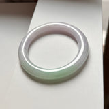 56.3mm A-Grade Natural Lavender Green Jadeite Traditional Round Bangle No.151998