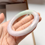 56.3mm A-Grade Natural Lavender Green Jadeite Traditional Round Bangle No.151998