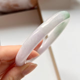 56.3mm A-Grade Natural Lavender Green Jadeite Traditional Round Bangle No.151998