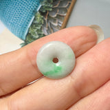 SOLD OUT: A-Grade Natural Moss On Snow Jadeite Donut Pendant No.220501