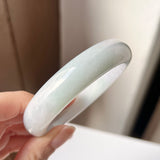 58mm A-Grade Natural Lavender Green Jadeite Modern Round Bangle No.152000