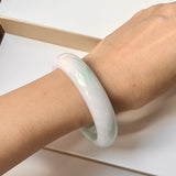 58mm A-Grade Natural Lavender Green Jadeite Modern Round Bangle No.152000