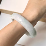 58mm A-Grade Natural Lavender Green Jadeite Modern Round Bangle No.152000