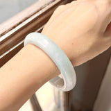 57.3mm A-Grade Natural Lilac Bluish Green Jadeite Modern Round Bangle No. 152001