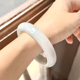 57.3mm A-Grade Natural Lilac Bluish Green Jadeite Modern Round Bangle No. 152001