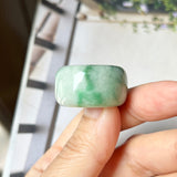 SOLD OUT: 18mm A-Grade Natural Moss on Snow Jadeite Archer Ring Band No.161859