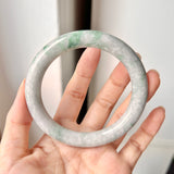 SOLD OUT: 62.2mm A-Grade Natural Floral Imperial Green Jadeite Traditional Round Bangle No. 152004