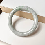 SOLD OUT: 62.2mm A-Grade Natural Floral Imperial Green Jadeite Traditional Round Bangle No. 152004