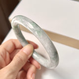 SOLD OUT: 62.2mm A-Grade Natural Floral Imperial Green Jadeite Traditional Round Bangle No. 152004