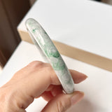 SOLD OUT: 62.2mm A-Grade Natural Floral Imperial Green Jadeite Traditional Round Bangle No. 152004