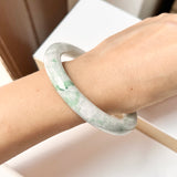 SOLD OUT: 62.2mm A-Grade Natural Floral Imperial Green Jadeite Traditional Round Bangle No. 152004