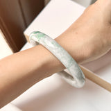 SOLD OUT: 62.2mm A-Grade Natural Floral Imperial Green Jadeite Traditional Round Bangle No. 152004