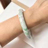 SOLD OUT: 62.2mm A-Grade Natural Floral Imperial Green Jadeite Traditional Round Bangle No. 152004