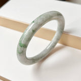 SOLD OUT: 62.2mm A-Grade Natural Floral Imperial Green Jadeite Traditional Round Bangle No. 152004