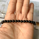 6.1mm A-Grade Natural Omphacite Jadeite Beaded Bracelet No.190385