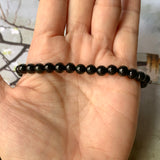 6.1mm A-Grade Natural Omphacite Jadeite Beaded Bracelet No.190385