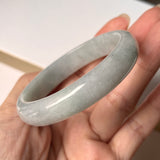 53.7mm A-Grade Natural Light Bluish Green Jadeite Modern Round Bangle No. 152005