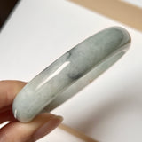 53.8mm A-Grade Natural Light Bluish Green Jadeite Modern Round Bangle No. 152006