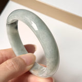 SOLD OUT: 53.8mm A-Grade Natural Light Bluish Green Jadeite Modern Round Bangle No. 152006