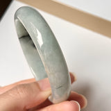 53.8mm A-Grade Natural Light Bluish Green Jadeite Modern Round Bangle No. 152006