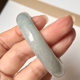 SOLD OUT: 53.8mm A-Grade Natural Light Bluish Green Jadeite Modern Round Bangle No. 152006