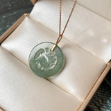 Icy A-Grade Bluish Green Jadeite Deer Pendant No. 172412