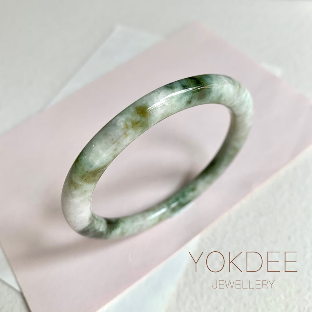 52.6mm A-Grade Natural Bluish Green Modern Round Bangle No. 152030