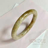 50.1mm A-Grade Natural Greenish Yellow Jadeite Traditional Round Bangle No. 152032