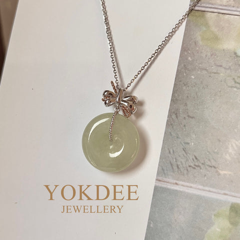 A-Grade Light Green Jadeite Donut (Ribbon Bail) Pendant No. 171127